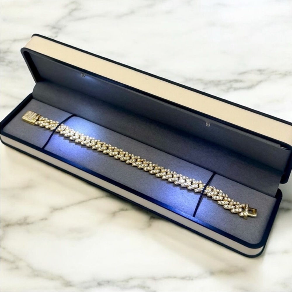 18K Gold Plated, 3.4CTW Moissanite Square Miami Cuban Bracelet